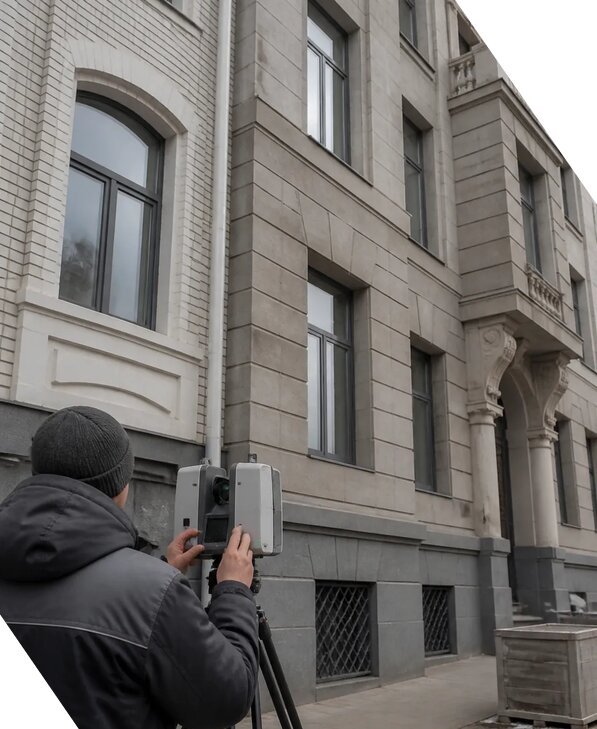 Лазерное сканирование фасадов зданий для обследования в Новокуйбышевске